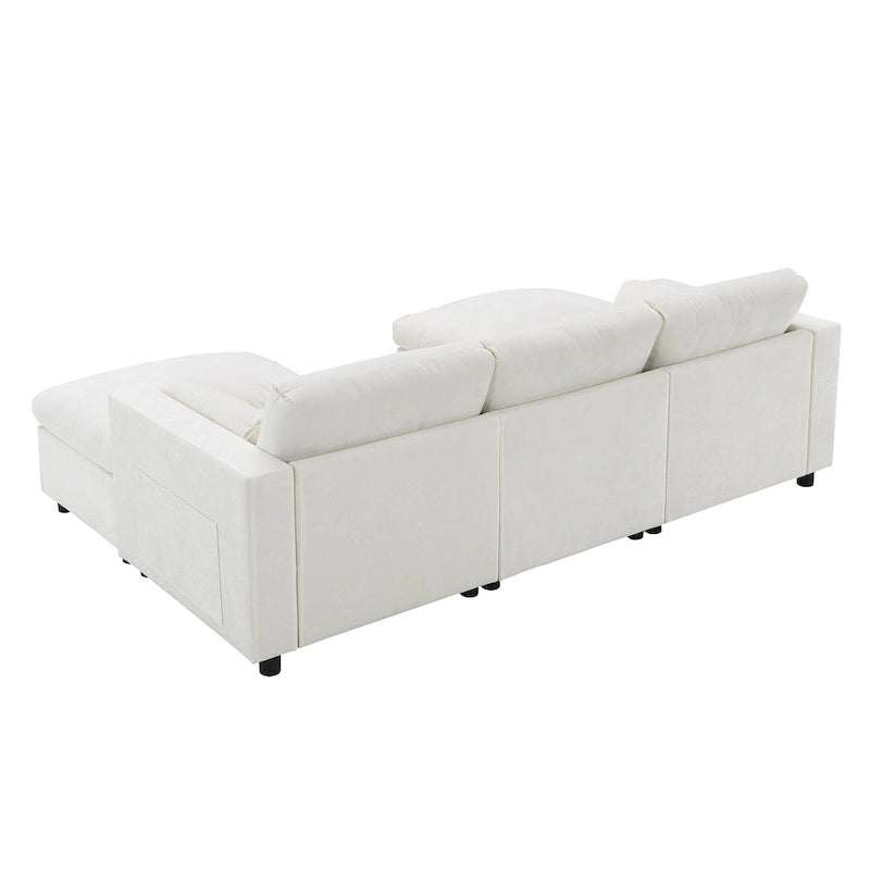 U Shaped Chenille Modular Sectional Cloud Sofa with 2 Ottoman, Pillows