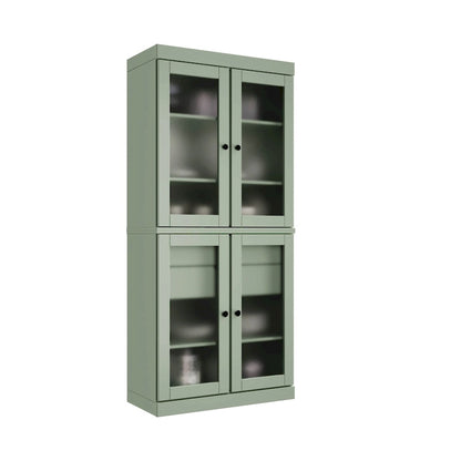 Palace Imports 100% Solid Wood Pantry Cabinet with Frosted Glass Doors, 2-Drawers and Adjustable Shelves - 32 x 71.5