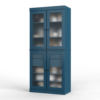 Palace Imports 100% Solid Wood Pantry Cabinet with Frosted Glass Doors, 2-Drawers and Adjustable Shelves - 32 x 71.5