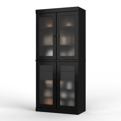 Palace Imports 100% Solid Wood Pantry Cabinet with Frosted Glass Doors, 2-Drawers and Adjustable Shelves - 32 x 71.5