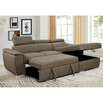 Roomfitters 97 Convertible Sectional Sofa with Storage Chaise, Adjustable Headrests, Contemporary L-Shaped Sleeper Corner Sofa