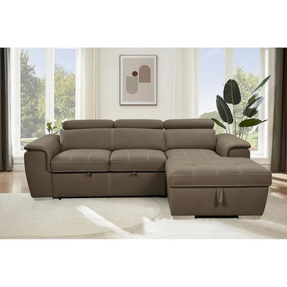 Roomfitters 97 Convertible Sectional Sofa with Storage Chaise, Adjustable Headrests, Contemporary L-Shaped Sleeper Corner Sofa