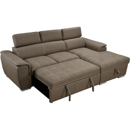 Roomfitters 97 Convertible Sectional Sofa with Storage Chaise, Adjustable Headrests, Contemporary L-Shaped Sleeper Corner Sofa