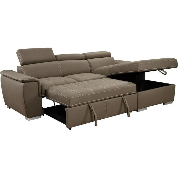 Roomfitters 97 Convertible Sectional Sofa with Storage Chaise, Adjustable Headrests, Contemporary L-Shaped Sleeper Corner Sofa