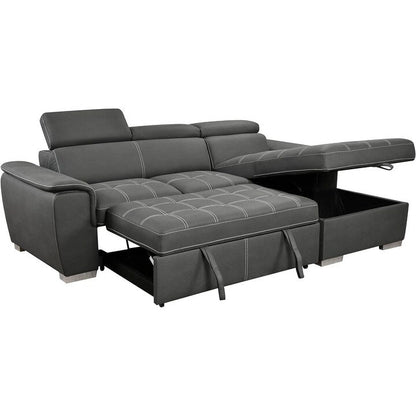 Roomfitters 97 Convertible Sectional Sofa with Storage Chaise, Adjustable Headrests, Contemporary L-Shaped Sleeper Corner Sofa