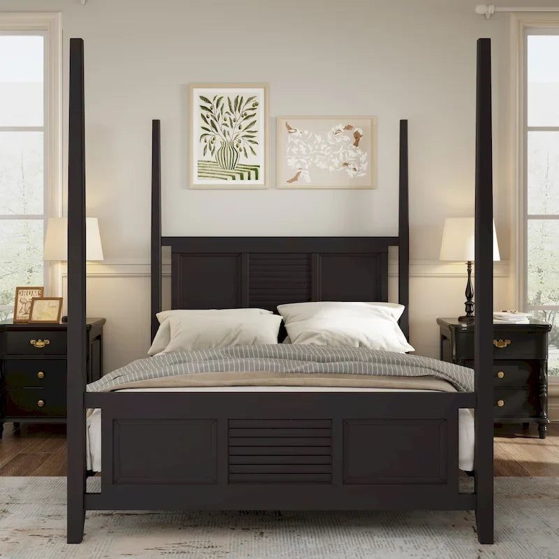 Queen Size Solid Pine Four Poster Bed with 75 Tall Four Poster Bed Frame