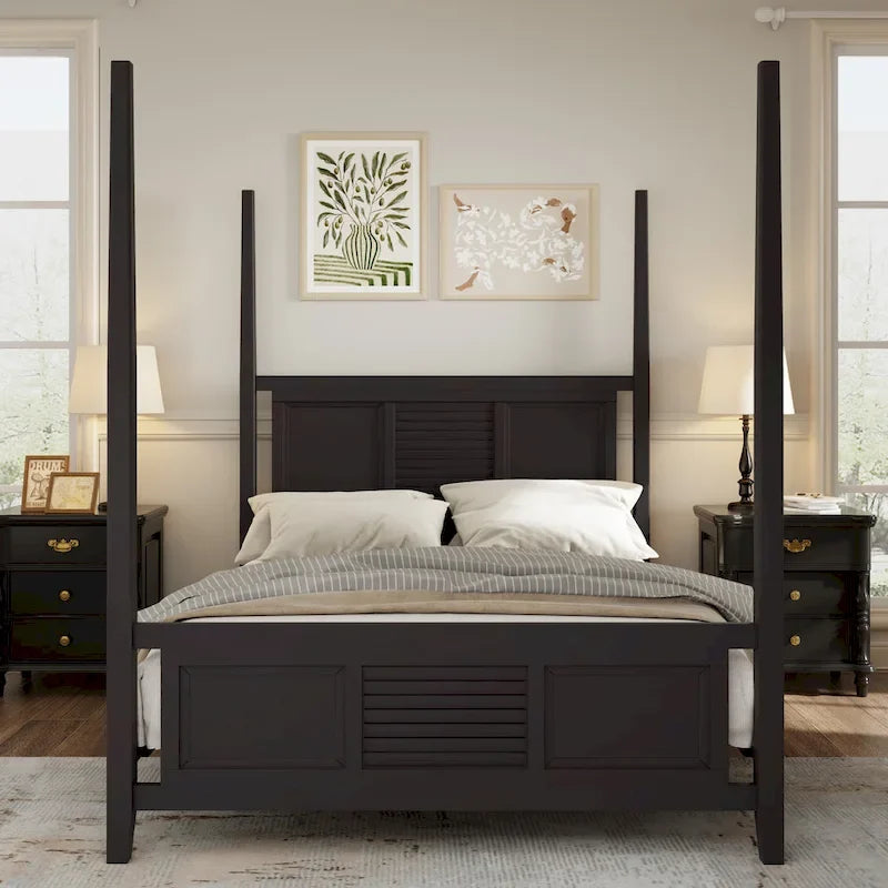 Queen Size Solid Pine Four Poster Bed with 75 Tall Four Poster Bed Frame