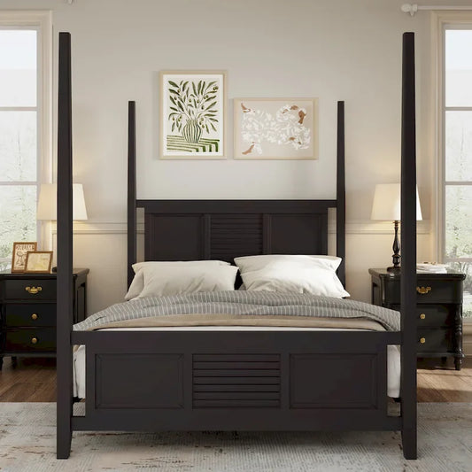 Queen Size Solid Pine Four Poster Bed with 75 Tall Four Poster Bed Frame
