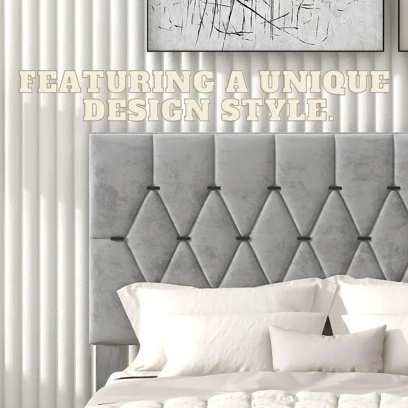 Queen Size Platform Bed with Gold Tufted Headboard with Trundle And Storage Drawers (600lb Capacity)