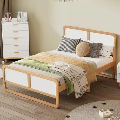 Full Size Modern Style Solid Wood Platform Bed with Support Legs for Adults for Bedroom