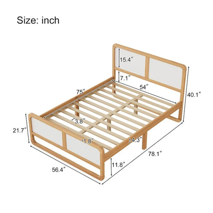 Full Size Modern Style Solid Wood Platform Bed with Support Legs for Adults for Bedroom