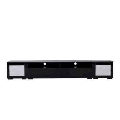Black 82 TV Stand with Push-Open Doors & LED for TVs Up to 90