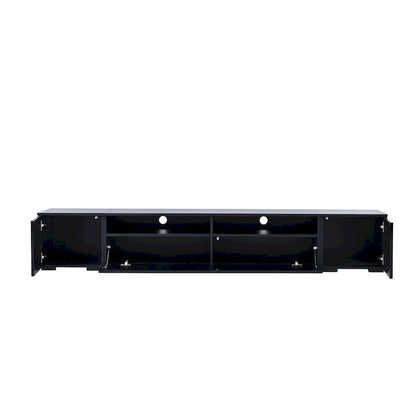 Black 82 TV Stand with Push-Open Doors & LED for TVs Up to 90