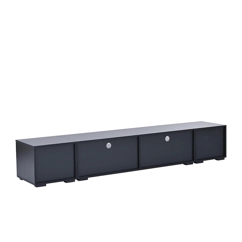 Black 82 TV Stand with Push-Open Doors & LED for TVs Up to 90