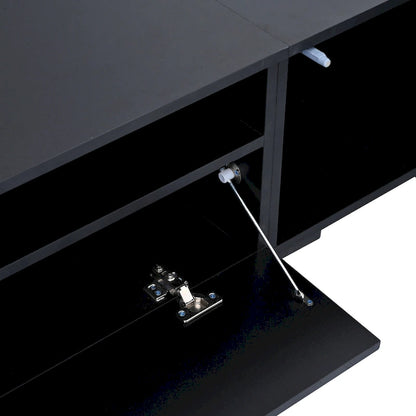 Black 82 TV Stand with Push-Open Doors & LED for TVs Up to 90