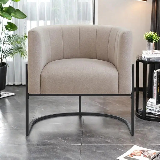 Mid-Century Accent Chair with Metal Frame & Curved Back Support