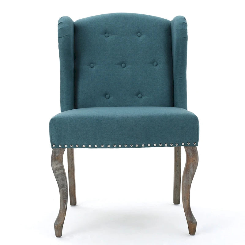 Modern 23.75 Button Tufted Accent Chair with Rubber Wood Frame and Nailheads for Living Room
