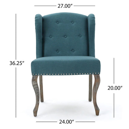 Modern 23.75 Button Tufted Accent Chair with Rubber Wood Frame and Nailheads for Living Room