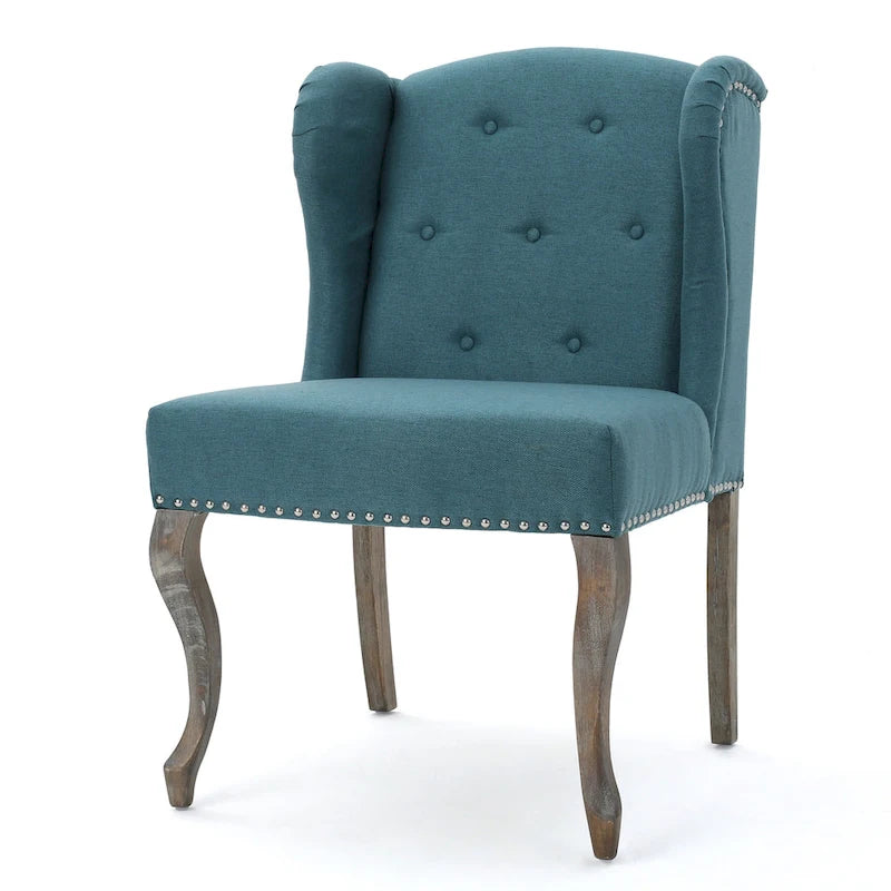 Modern 23.75 Button Tufted Accent Chair with Rubber Wood Frame and Nailheads for Living Room