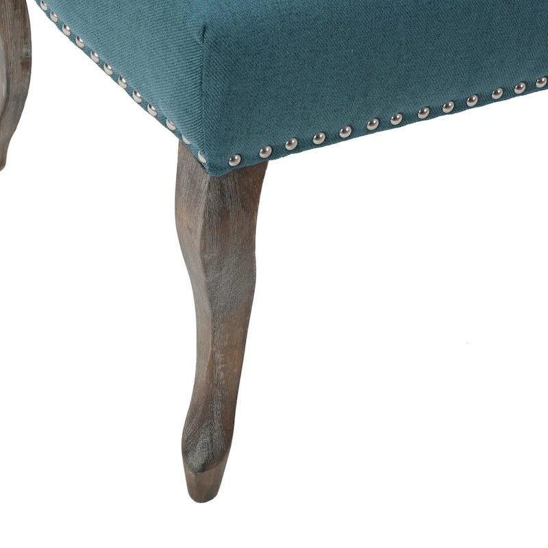 Modern 23.75 Button Tufted Accent Chair with Rubber Wood Frame and Nailheads for Living Room