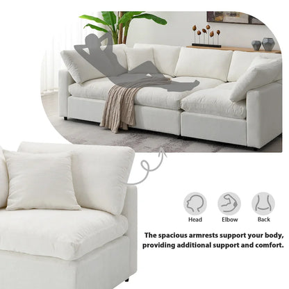 Beige 130 Chenille U-Shaped Sleeper Sectional Sofa, 6-Piece Modular Design