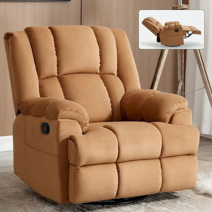 Green Oversized Manual Recliner with 360 Swivel and Rocking Feature, Fabric Upholstery for Living Room Comfort