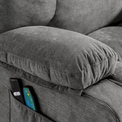 Blue Power Lift Recliner with Heat, Massage, USB Charging, Side Storage, and Remote Control