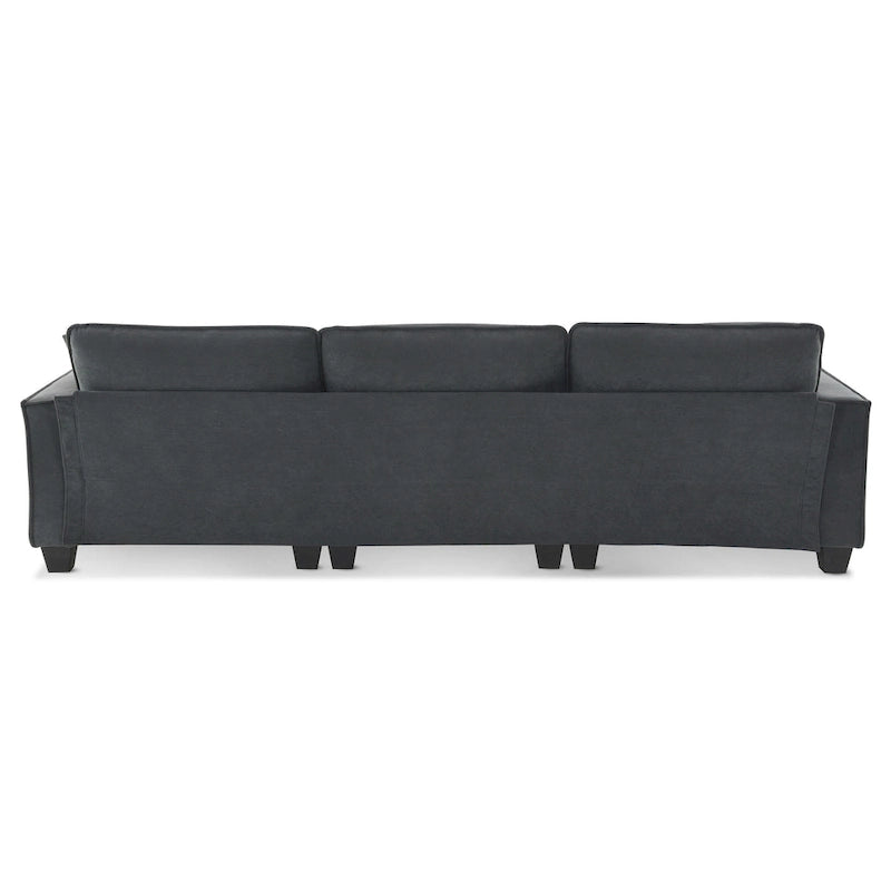 Grey 100 L-Shaped Convertible 4 Seater Sectional Sofa with Removable Ottoman and Matching Pillows, Perfect for Living Room