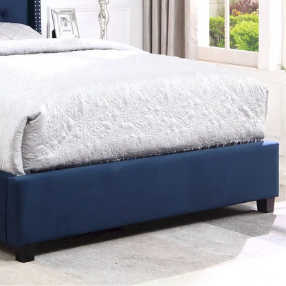 Upholstered Polyester Platform Bed with Button Tufted Wingback