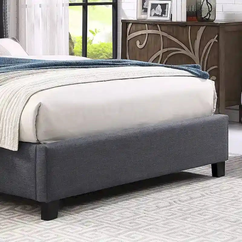 Upholstered Polyester Platform Bed with Button Tufted Wingback