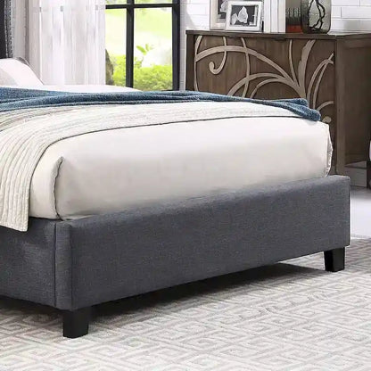 Upholstered Polyester Platform Bed with Button Tufted Wingback