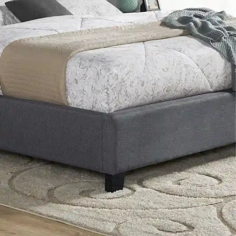 Upholstered Polyester Platform Bed with Button Tufted Wingback
