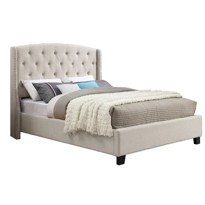Upholstered Polyester Platform Bed with Button Tufted Wingback