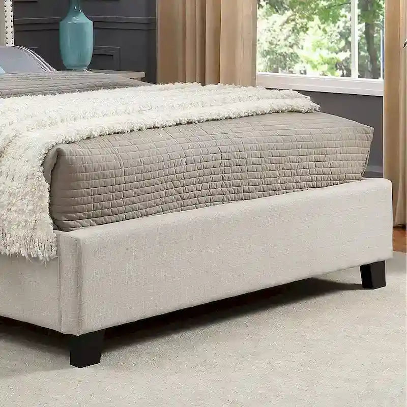 Upholstered Polyester Platform Bed with Button Tufted Wingback