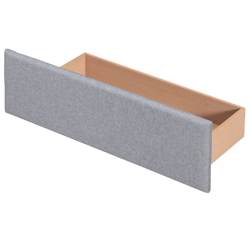 Queen Size Linen Button Tufted Platform Bed Frame with 4 Storage Drawers