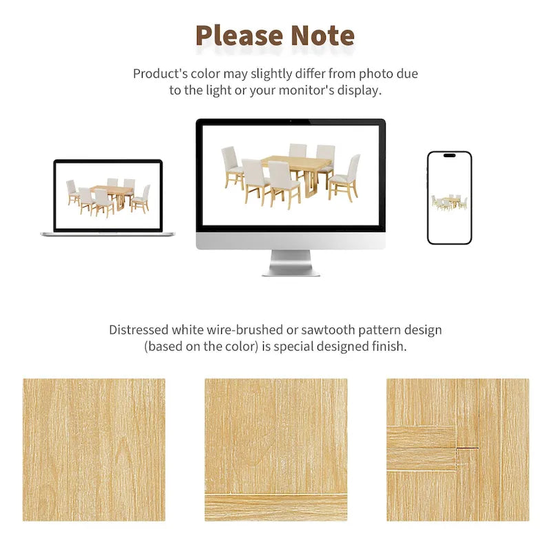 Traditional Style 7-piece Extendable Dining Table Set with Butterfly Leaf and 6 Upholstered Chairs