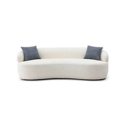 Beige Mid-Century Modern Curved Sofa - 35.00 x 86.00 x 27.00