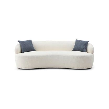 Beige Mid-Century Modern Curved Sofa - 35.00 x 86.00 x 27.00