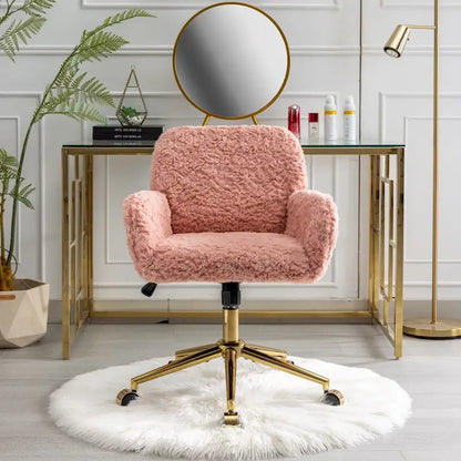 A&A Furniture Office Chair: Upholstered Desk Chair and Golden Metal Base
