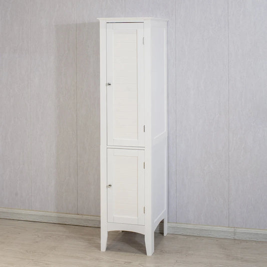 5-tier Narrow Freestanding Bathroom Cabinet with 2-shutter Doors - 15.35 x 15.35 x 63.00