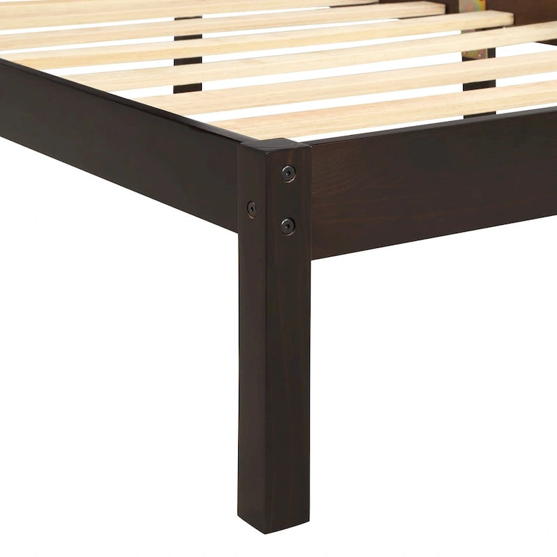 Platform Bed Frame with Headboard, Wood Slat Support
