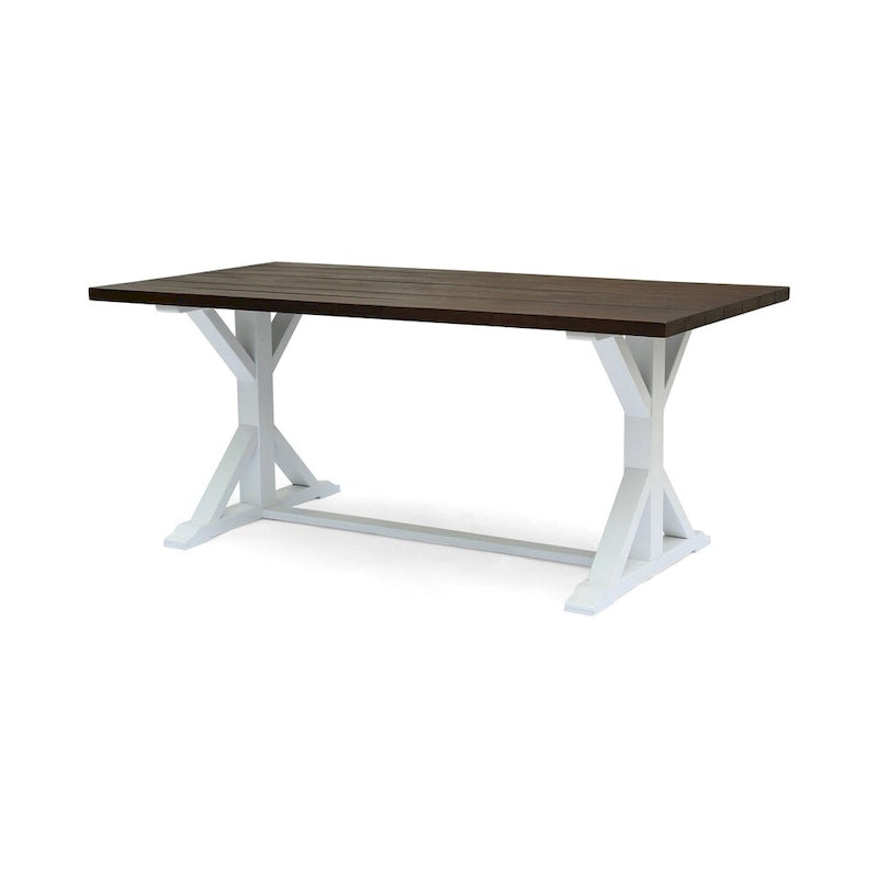 Cassia Farmhouse Traditional Table Acacia Wood with Legs by Christopher Knight Home - dark brown + white