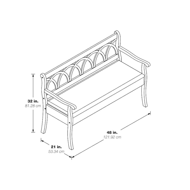 OS Home and Office Furniture Coventry Storage Bench in Antique Black Frame and Beige Seat Cushion K/D