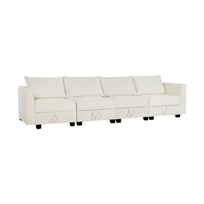 Modular 4 Piece Sofa with Soft Comfortable Seating Linen Sofa Couch with Sturdy Wooden Frame Ideal for Small Spaces