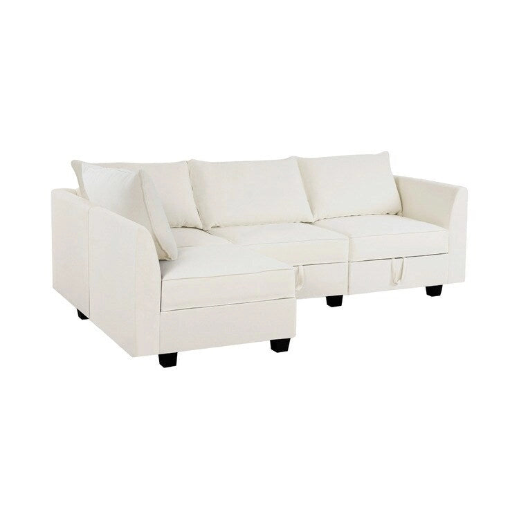 Modular 4 Piece Sofa with Soft Comfortable Seating Linen Sofa Couch with Sturdy Wooden Frame Ideal for Small Spaces