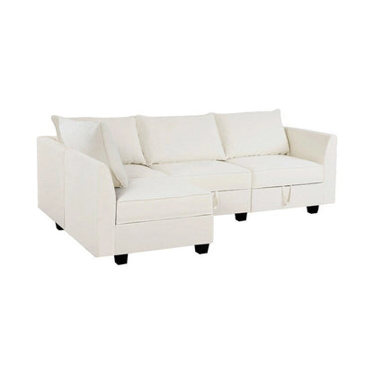 Modular 4 Piece Sofa with Soft Comfortable Seating Linen Sofa Couch with Sturdy Wooden Frame Ideal for Small Spaces