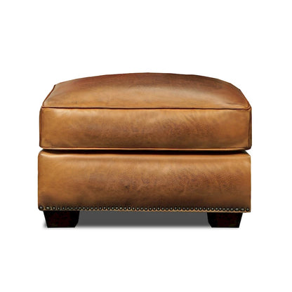 Valencia Top Grain Hand Antiqued Leather Traditional Ottoman