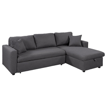 Merax Upholstery Sleeper Sectional Sofa with Storage Space, 2 Tossing Cushions