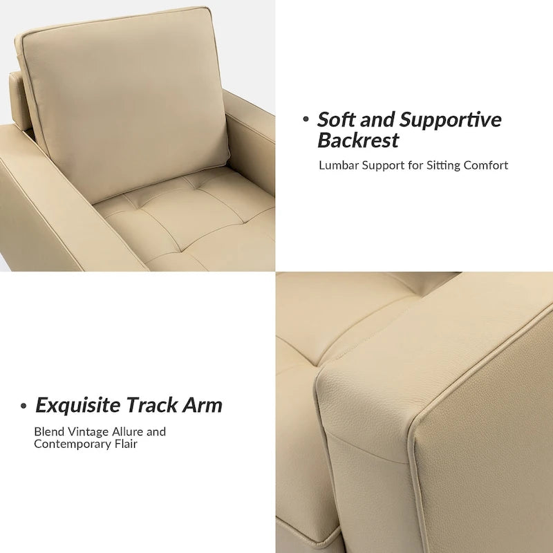 Elizabeth Mid-century Genuine Leather Arm Chair Set of 2 by HULALA HOME