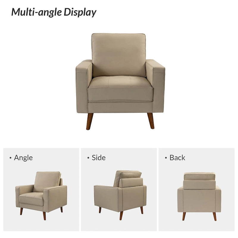 Elizabeth Mid-century Genuine Leather Arm Chair Set of 2 by HULALA HOME